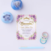 Billig Floral Light Lila Gold Tiara Quinceañera Flyer (Einzeln)