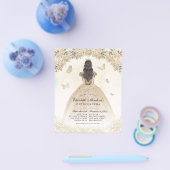 Billig Gold Glitzer Blumenprinzessin Quinceañera Flyer (Einzeln)