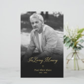 Billig Golden in Love Memory BW Foto Beerdigung (Stehend Vorderseite)