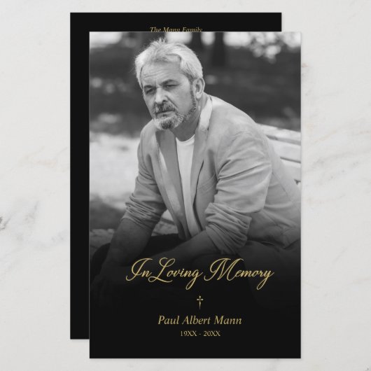 Billig Golden in Love Memory BW Foto Beerdigung (Vorne/Hinten)