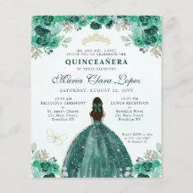 Billig Green Gold Floral Glam Prinzessin Quinceañe