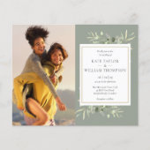 Billig Grüne Fotos Hochzeit Einladung (Vorderseite)