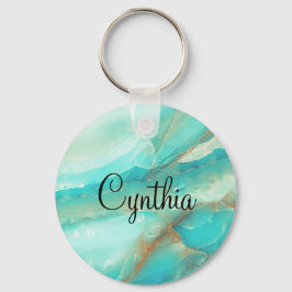 Billig kaufen, türkisfarbene Marmor Gold Print Schlüsselanhänger