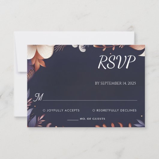 Billig Outdoor Stylish Navy Blue Wedding RSVP Karte (Vorderseite)