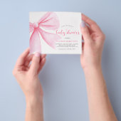 Billig Pink Watercolor Bow Ribbon Girl Babydusche Flyer (Gruppe)