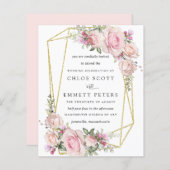 Billig Rosa Rose Blumenzwiebeln Einladung (Vorne/Hinten)