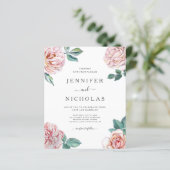 Billig Rose Rosa Peonies Einladung (Stehend Vorderseite)