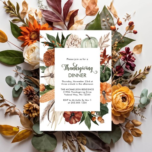 Billig Rustic Green Erntedank Dinner einladen Flyer