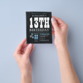 Billig Rustikales Chalkboard Blue Ballon 13. Gebur Flyer (Gruppe)