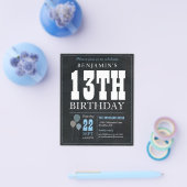 Billig Rustikales Chalkboard Blue Ballon 13. Gebur Flyer (Einzeln)