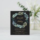 Billig Schwarz Botanische Hochzeit Einladung (Stehend Vorderseite)