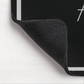 Billig Schwarz und Silber Monogramm mit Rahmen Mousepad (Ecke)