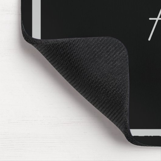 Billig Schwarz und Silber Monogramm mit Rahmen Mousepad (Ecke)