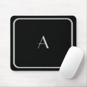 Billig Schwarz und Silber Monogramm mit Rahmen Mousepad (Mit Mouse)