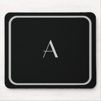 Billig Schwarz und Silber Monogramm mit Rahmen Mousepad