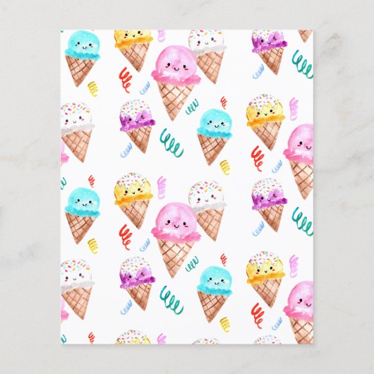 Billig Wasserfarbe Popsione Cone Ice Cream Geburts Flyer (Hinten)