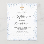 Billigblauer Junge mit weißer Einladung zur Taufe  (Vorderseite)