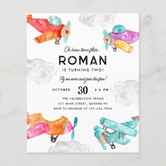 Billige Aquarell-Flugzeug Wolken Flugzeug Geburtst Flyer