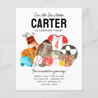 Billige Boys Sportballs Alle Star Kindergeburtstag Flyer