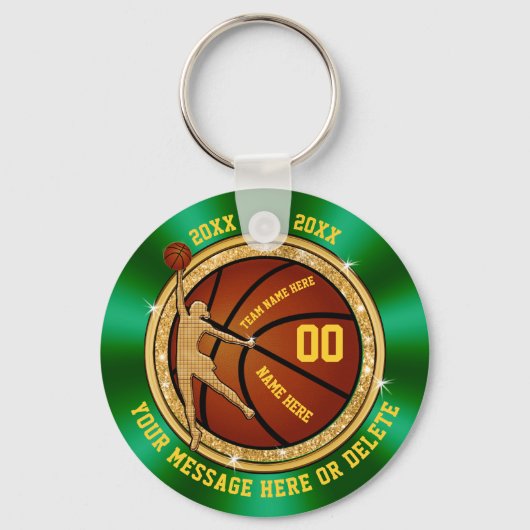 Billige Green und Gold Basketball Geschenke für Mä Schlüsselanhänger (Vorderseite)