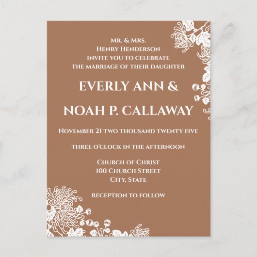 billige Hochzeit Einladungspostkarte (Vorderseite)