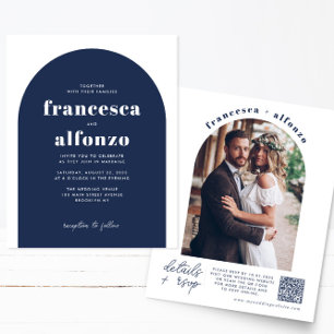 Billige Hochzeit von Navy Blue UAWG QR Code Retro  Flyer