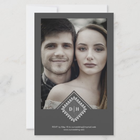 Billige Hochzeitsinitials Ornament Lace Ausgezeich (Rückseite)