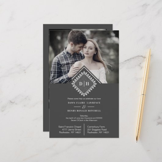 Billige Hochzeitsinitials Ornament Lace Ausgezeich (Vorderseite/Rückseite Beispiel)