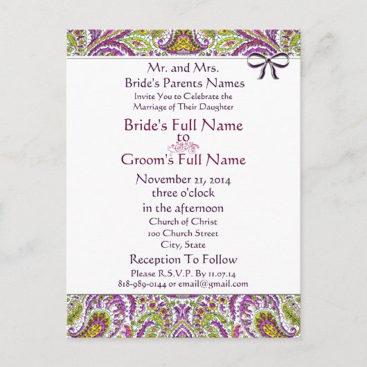 Billige Hochzeitskarten Einladungspostkarte (Vorderseite)