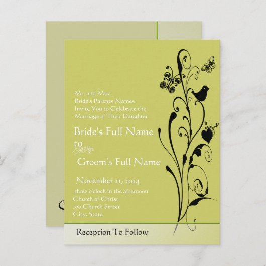 Billige Hochzeitskarten Einladungspostkarte (Vorne/Hinten)