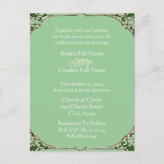 Billige Hochzeitskarten Einladungspostkarte (Vorderseite)