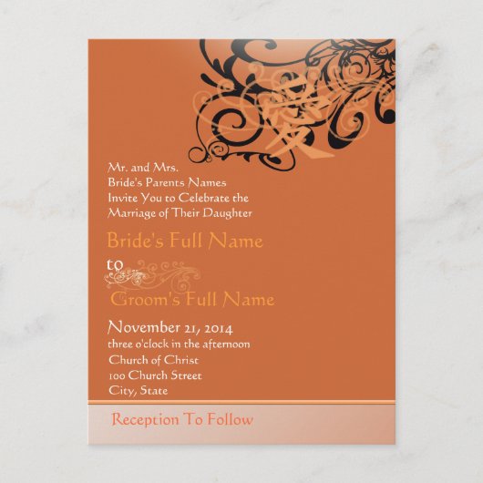 Billige Hochzeitskarten Einladungspostkarte (Vorderseite)