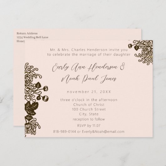 Billige Hochzeitskarten Einladungspostkarte (Vorne/Hinten)