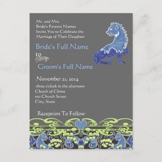 Billige Hochzeitskarten Einladungspostkarte (Vorderseite)