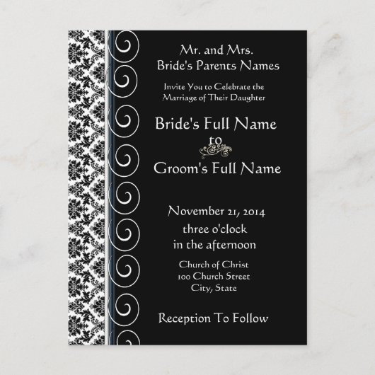 Billige Hochzeitskarten Einladungspostkarte (Vorderseite)