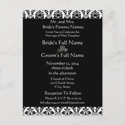 Billige Hochzeitskarten Einladungspostkarte (Vorderseite)