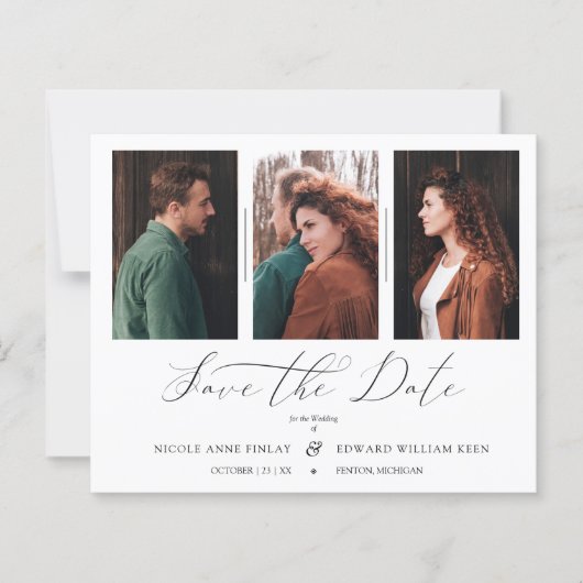 Billige Minimalistische Collage 3 Foto Doppelhochz (Vorderseite)