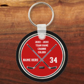 Billige Red und Black Personalisiert Hockey-Schlüs Schlüsselanhänger (Vorderseite)