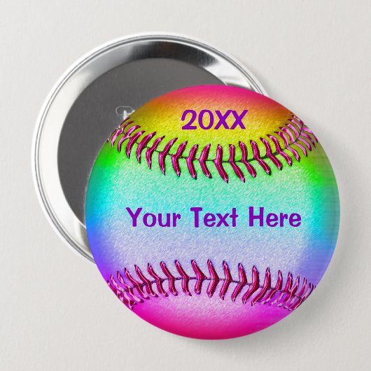 Billige Softball-Geschenke für Mädchen IHR TEXT Button (Vorne & Hinten)