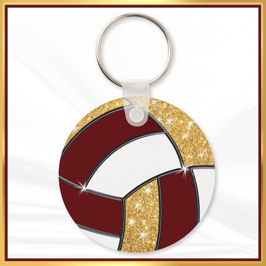 Billige Volleyball-Gastgeschenke, Maroon, Gold Schlüsselanhänger