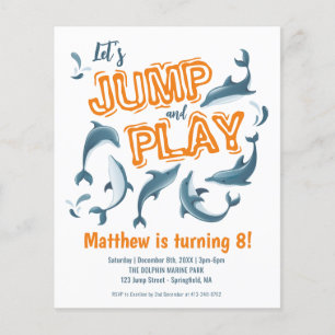 Billiger Sprungspiel Delfinpark Kinderparty Geburt Flyer