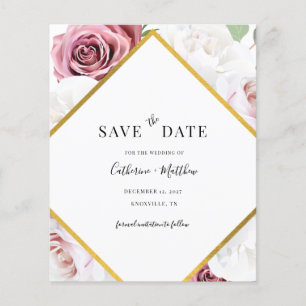 Billigeres geometrisches Rose Gold Save the Date Flyer
