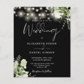 Billiges Blumenspiel Schwarze Hochzeit Einladung (Vorderseite)