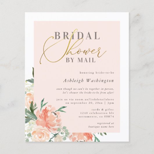 Billiges Blütengold-Brautparty per Post (Vorderseite)