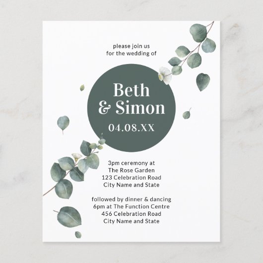 Billiges Botanisches Fallende Blätter Grüne Hochze (Vorderseite)