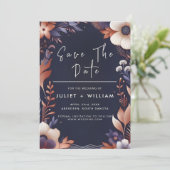 Billiges Budget Stilvolle Blue Wedding der Navy Save The Date (Stehend Vorderseite)