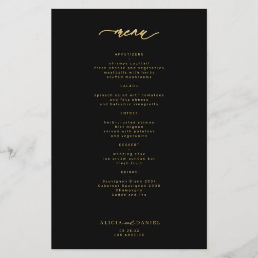 Billiges, einfaches goldenes Skript, schwarzes Hoc (Vorderseite)