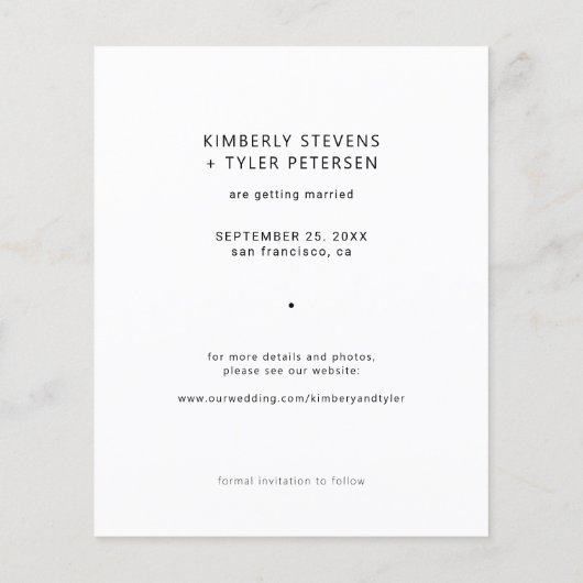 Billiges Foto, elegante Hochzeit Save the Date (Rückseite)