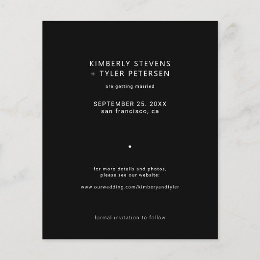 Billiges Foto, elegante Hochzeit Save the Date Flyer (Hinten)