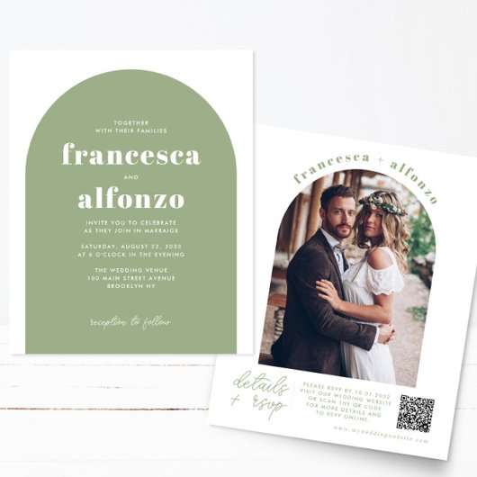 Billiges Foto-Hochzeit mit grünem UAWG QR-Code Flyer